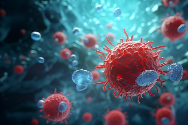 Banner Coronavirus-Konzept in 3D Viruszellen im menschlichen Körper Design für medizinischen Hintergrund