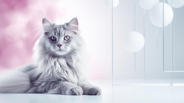 Banner da Web de gato bonito com espaço de cópia Generative AI