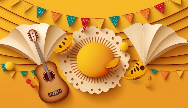 Banner de celebração para festa junina festival