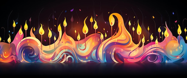 Banner de chamas de velas em forma de notas musicais Harmonious Combinati Candlesmas 2D Flat Designs
