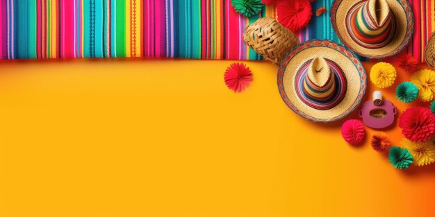 Foto banner de cinco de mayo com espaço em branco para texto de fundo laranja cinco de may background