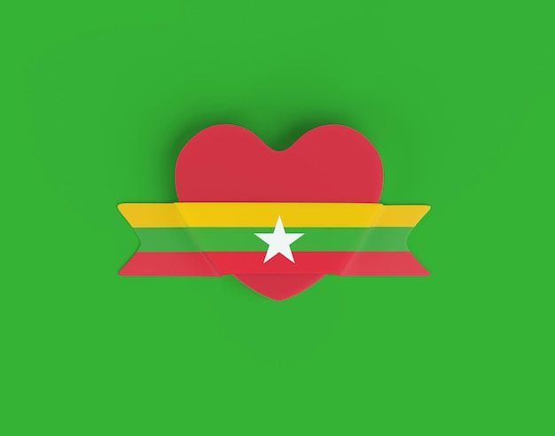 Banner de coração da bandeira de Myanmar