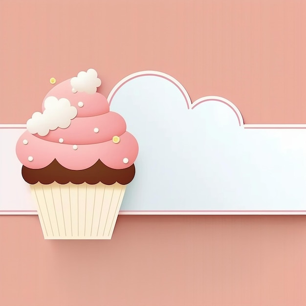 Banner de cupcake rosa de desenho animado fofo com espaço para cópia