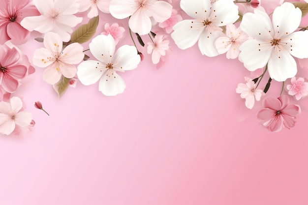 Banner de design primavera linda flor rosa e branca