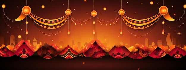 Banner de diwali com tema de festival para tapeçarias de parede