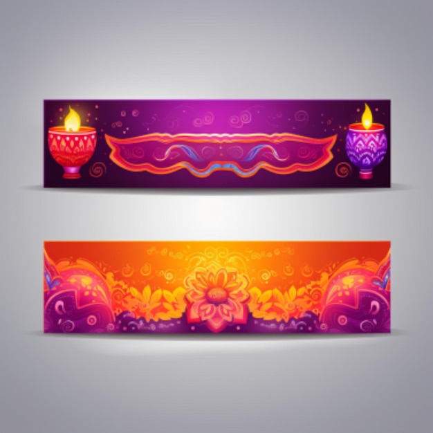 banner de diwali e design de diwali diya