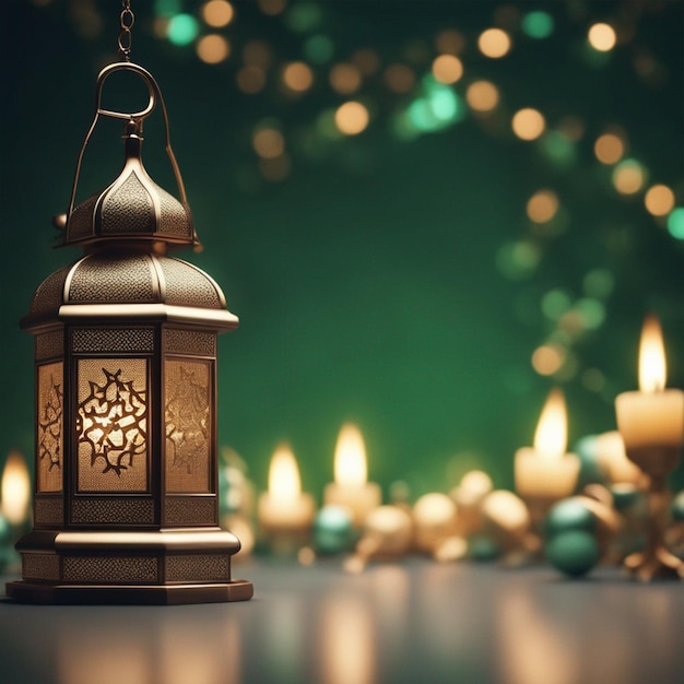 Banner de fundo 3d islâmico milad un nabi com papel de parede de lanterna do Ramadã