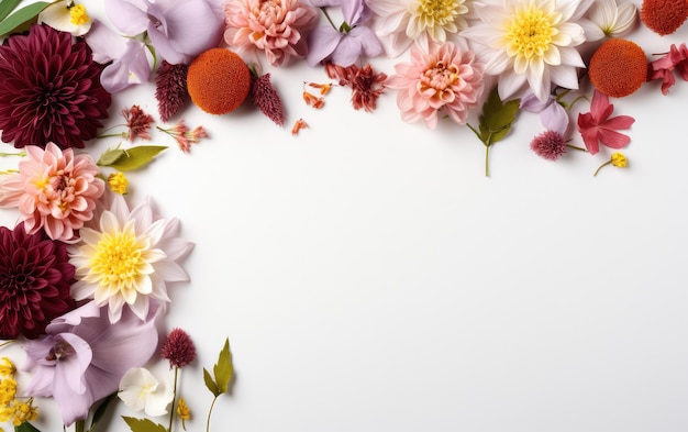 Banner de fundo branco com flores na borda