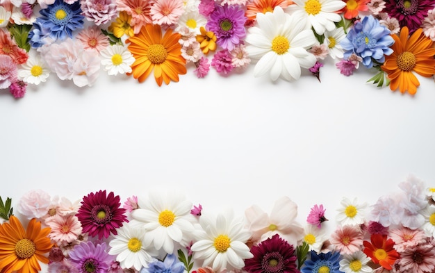 Banner de fundo branco com flores na borda