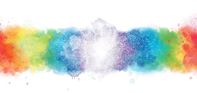 Banner de fundo de aquarela artística de arco-íris com textura e respingo de aquarela