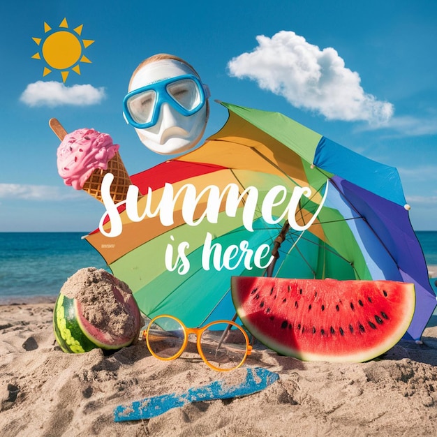 Banner de fundo de venda de verão com ilustração 3D