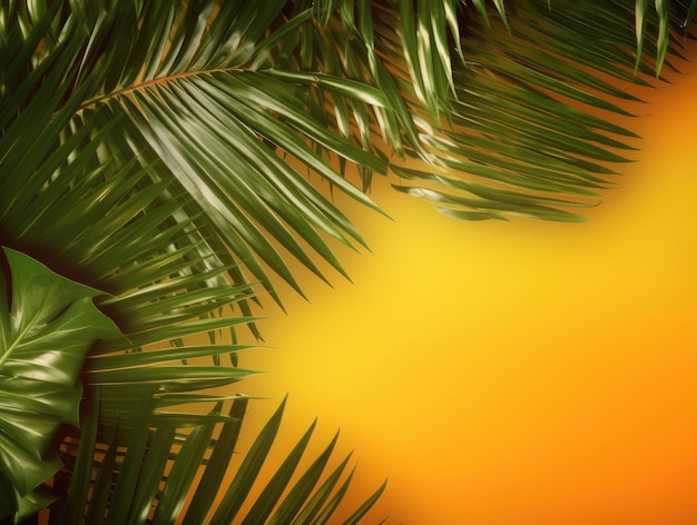 Banner de fundo de verão com folhas de palmeira