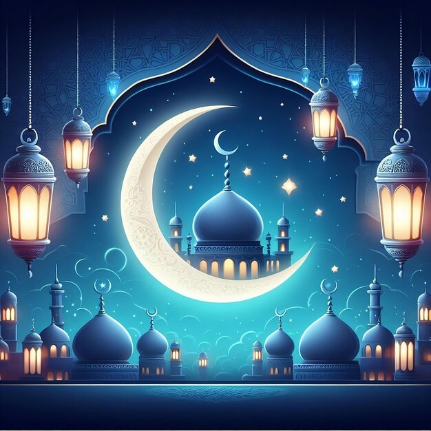 Banner de fundo para cartões de saudação do Ramadan Kareem e cartões de feriados islâmicos