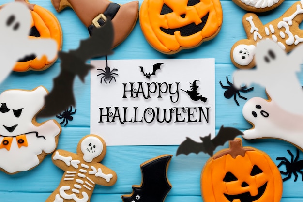 Banner de Halloween com deliciosos doces