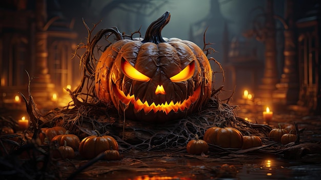 Banner de Halloween Papel de parede feliz de Halloween gerado por IA