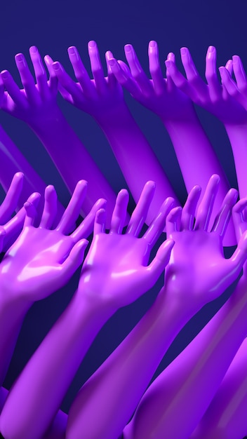 Banner de ilustração de renderização 3D com as mãos