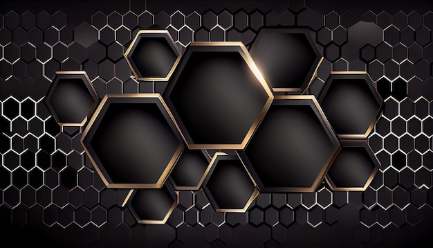 Banner de luxo preto com fundo de ladrilhos hexagonais finos e brilhantes Sexta-feira negra, a maior campanha de vendas 24 de novembro IA generativa