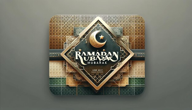 Banner de mídia social Ramadan Mubarak que mistura elementos tradicionais e modernos para um look festivo