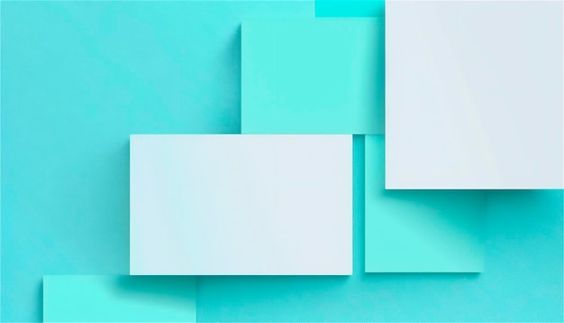 Banner de modelo de plano de fundo de textura de papel vazio azul pastel para publicidade Formas geométricas retangulares Espaço de cópia para texto gerado por IA