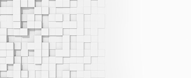 Foto banner de papel de parede de fundo de cubos brancos deslocados abstratos com espaço de cópia