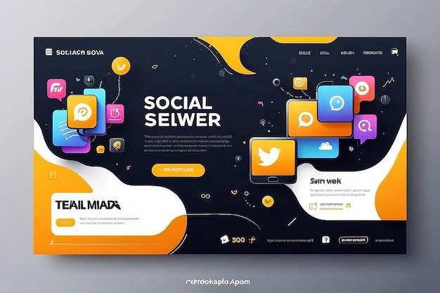 Banner de promoção web quadrado moderno para aplicativos móveis de mídia social