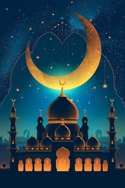 Banner de Ramadan Kareem com quadro de padrão geométrico vintage tradicional islâmico Para banners digitais ou pode ser impresso Ilustração vetorial