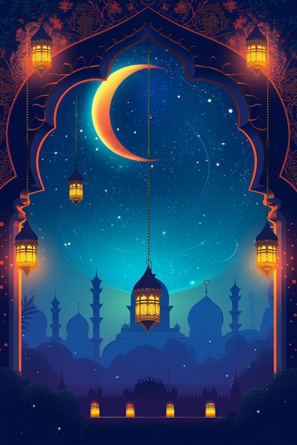 Banner de Ramadan Kareem com quadro de padrão geométrico vintage tradicional islâmico Para banners digitais ou pode ser impresso Ilustração vetorial