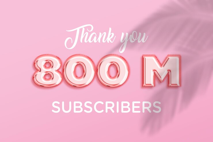 Foto banner de saudação de celebração de 800 milhões de assinantes com design de ouro rosa