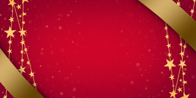 banner de venda de compras, fundo de estrela de fita vermelha, design de cartaz de venda de textura gradiente de ouro