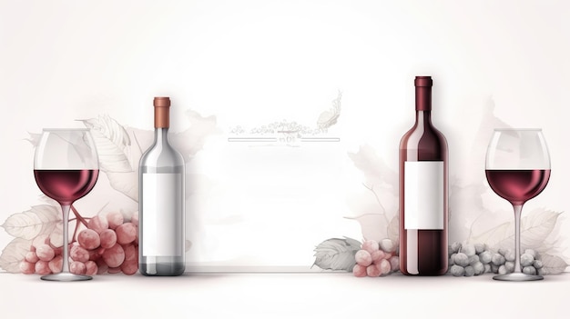 Banner de degustación de vinos tarjeta de volante moderna minimalista blanca y limpia AI generativo