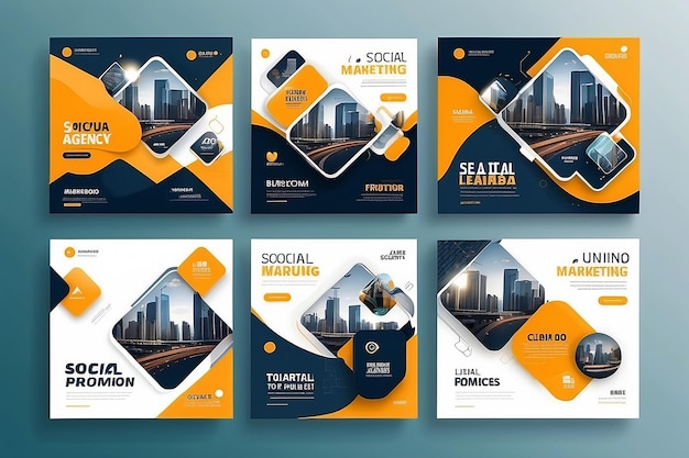 Banner der digitalen Marketingagentur für Social-Media-Post-Vorlage Set Corporate Business Promotion Social-Media Web Banner