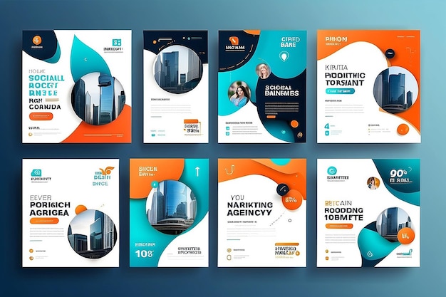 Banner der digitalen Marketingagentur für Social-Media-Post-Vorlage Set Corporate Business Promotion Social-Media Web Banner