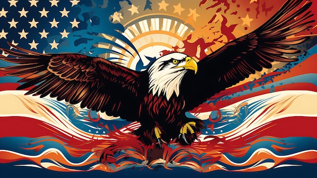 Banner der nationalen Einheitssymbole Amerikas wie die kahlköpfige Thanksgiving-Feiertagsdesign-Idee