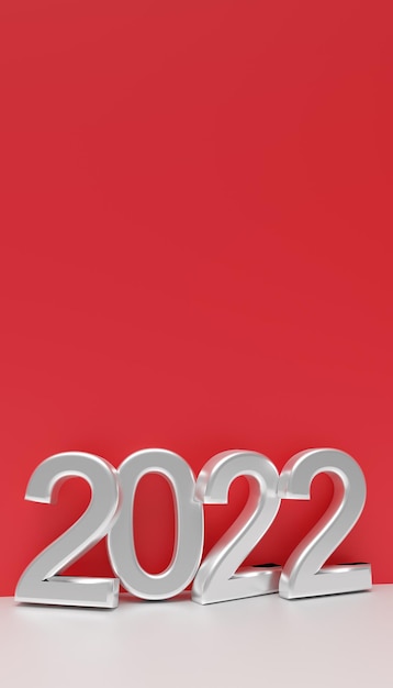 Banner der Nummer 2021 des neuen Jahres mit leerem rotem Hintergrund. 3D-Rendering