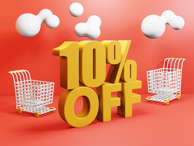 Banner de descuento de 10 por ciento de descuento en compras