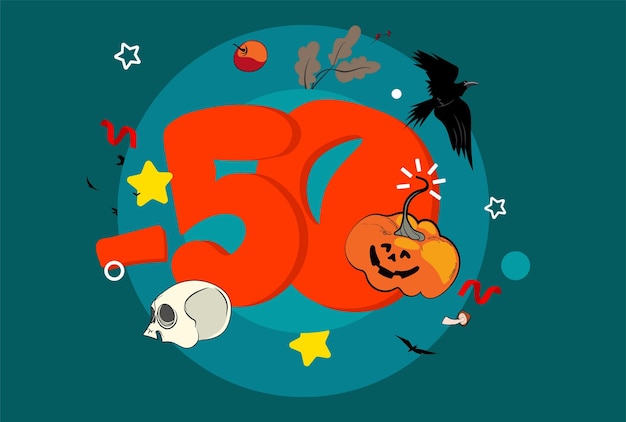 Banner de descuento de vacaciones de halloween