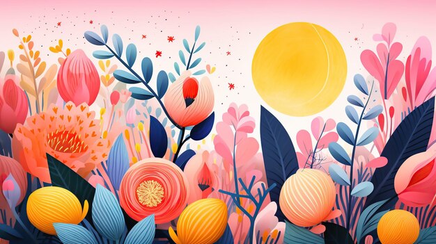 Banner-Design für die Frühlingsverkaufskampagne Blumen vollfarbige Illustration