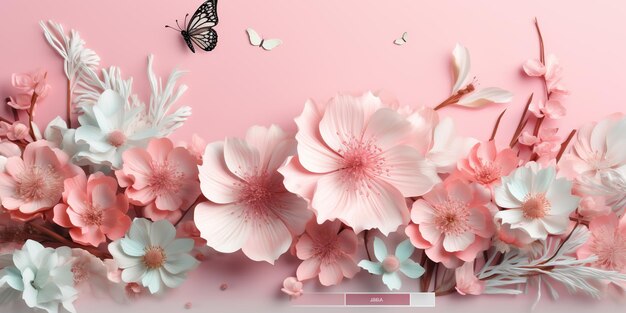 Banner-Design für die Frühlingsverkaufskampagne Handgefertigte Blumen aus Papier