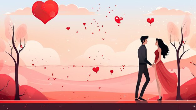 Banner-Design für Valentinstag junges verliebtes Paar
