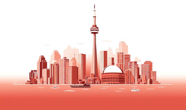 Banner del día de Canadá con fondo de bandera y globo con el horizonte de la ciudad Ai Generated