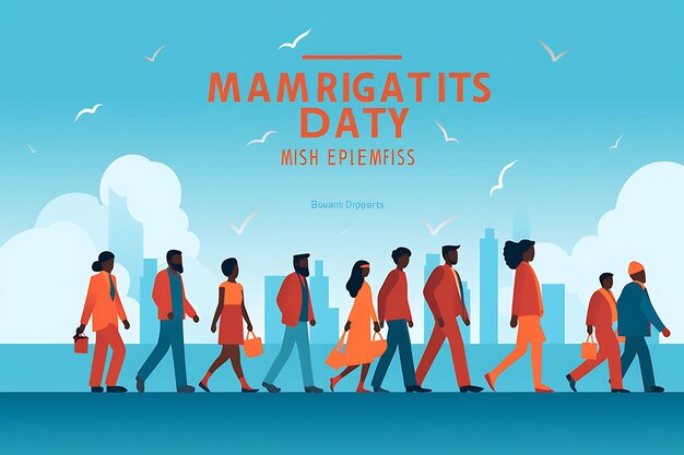 Banner del Día Internacional del Migrante con conceptos de diseño únicos e inclusivos