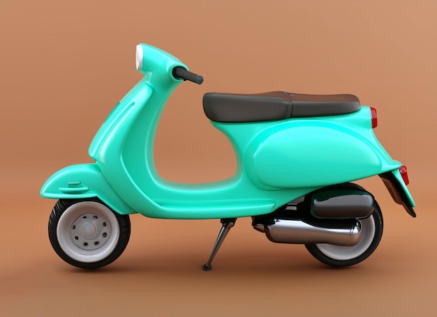 Banner de diseño 3d de scooter italiano turquesa