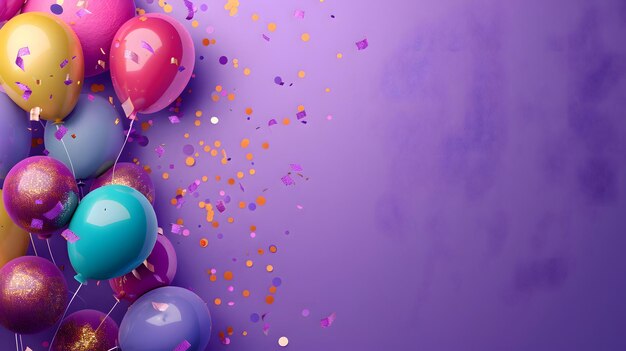 Foto banner de diseño de celebración con fondo de composición de globos de color