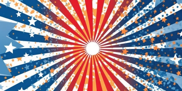 Banner do dia da independência dos Estados Unidos com elementos da bandeira americana