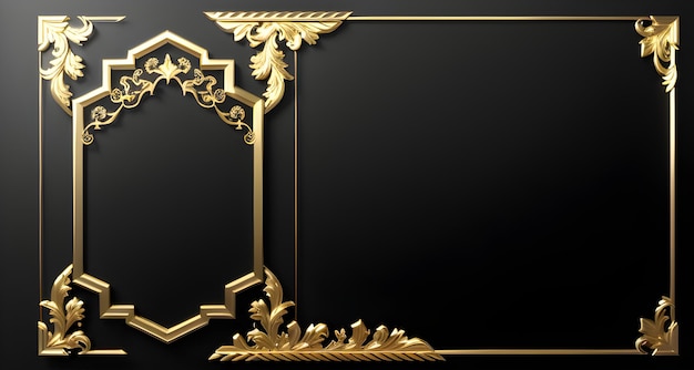 Banner dorado y negro de lujo con espacio de copia para la IA generativa de saludos étnicos de Ramadán Eid Mubarak