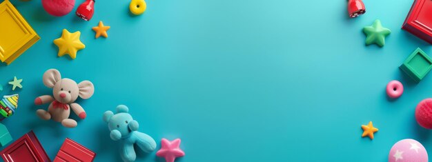 Banner Educacional para Crianças Uma exibição colorida de brinquedos e ferramentas de aprendizagem Banner publicitário perfeito