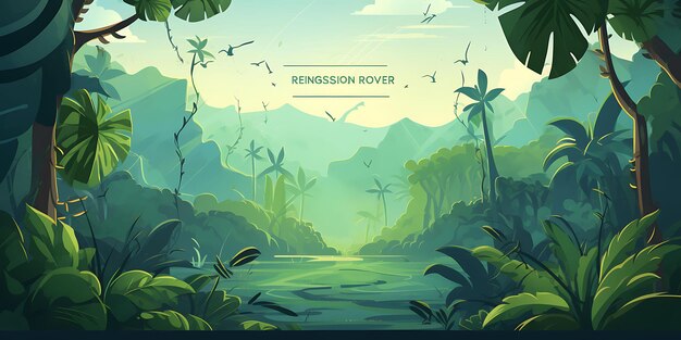 Banner eines Jungle Remote Working Escape Immersed Nomad Visa Remote Job Travel Creative Design