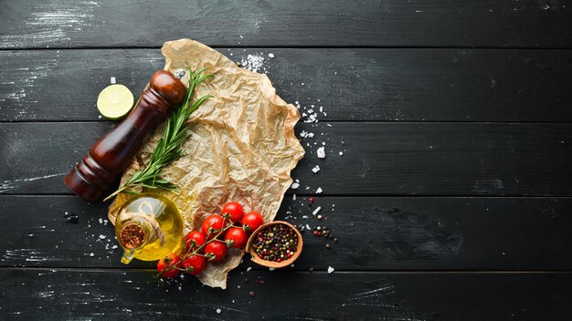 Banner-Essen. Ansicht von oben. Freier Kopienraum.