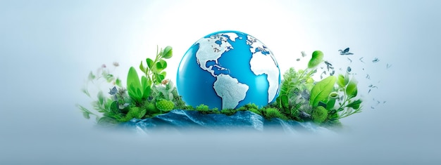 Banner feliz do dia da terra da ecologia global do planeta azul feito com IA generativa