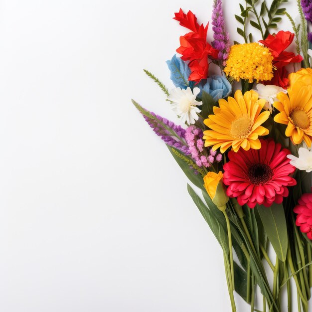 Banner de fondo blanco con flores en la frontera